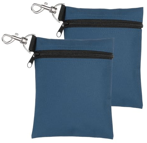 QUARKZMAN 2 Piezas Bolsa De tee De Golf 5.5 X 6.7 Accesorio Profesional Bolsa De tee De Golf con Cremallera Bolsa De Engranaje con Clip Bolsa De para Hombres Y Mujeres Azul Oscuro