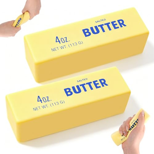 Jouet Anti-Stress Squishy en Forme de Beurre, à Presser à Rebond Lent, Jouet Sensoriel Soulagement du Stress pour Adultes, 5,5 x 1,5 Pouces, Déco Bureau Drôle Originale, Lot de 2