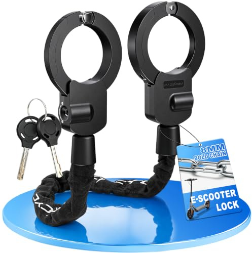 TECHCYC Serrure pour scooter électrique 8 mm | Serrure à menottes réglable | Acier trempé - Contre coupe-boulons - Avec 2 clés - Pour scooter électrique, vélo et vélo électrique