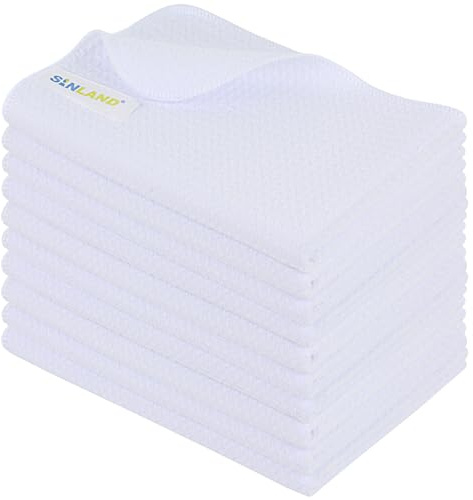 SINLAND Microfiber Sublimation Blank Towels - Fast Drying Waffle Weave Kitchen Towel, Tea Towel Polyester Dish Towels for Home Decor DIY 16 Inch X 24 Inch 10 Pack White