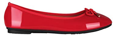 KRISP Bow Toe Patent Ballerina Pumps, Red, UK 8, 3701-RED-8