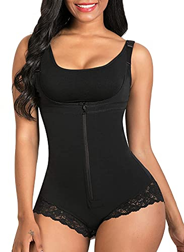 SHAPERX Shapewear Figurformend Bauchweg Body Shaper Figurformender Formende Bodys Taillenformer Verstellbar Shaping Bodysuit, UK-SZ7200-Black-L