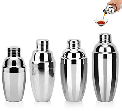 T&F Shaker per cocktail, shaker per cocktail da 250-750 ml, kit shaker per cocktail in acciaio inox, per bevande, pub, feste, bar