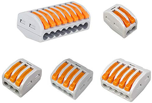 Aiqeer 40 Pezzi Leva-Dado Cavo Connettore Kit, Conduttore Compatto Connettore, Morsettiera Connettore Molla, Morsettiera Cavo Connettore Rapido (PCT-212, PCT-213, PCT-214, PCT-215, PCT-218)
