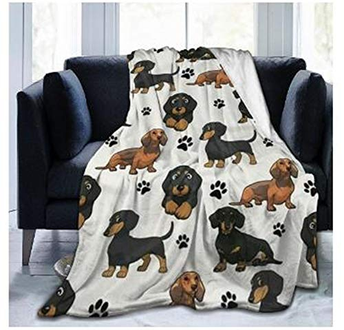 Chickwin Cuddly Fluffy Blanket - 150 x 220 cm Flannel Fleece Dachshund Blanket, Soft and Warm Couch Bedspread