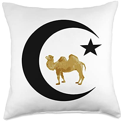 Moor Moorish American Crescent Moon and Camel Throw Pillow