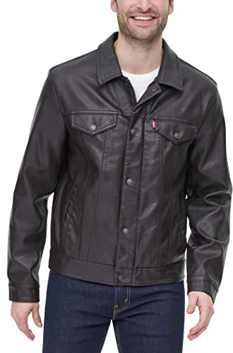Levi's Faux Leather Classic Trucker Jacket Chaqueta de Piel sintética, marrón Oscuro, XXL para Hombre