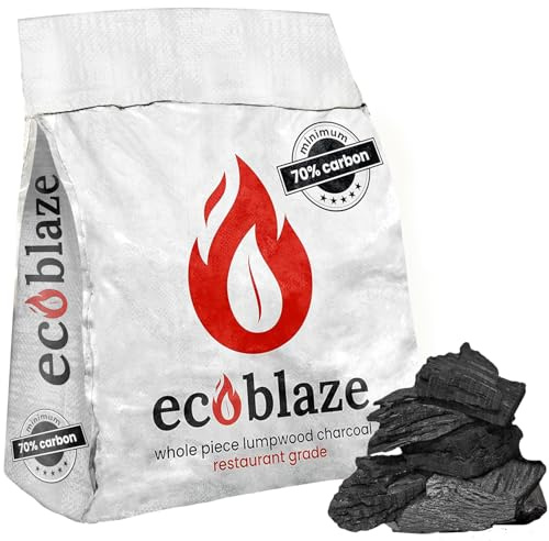 Ecoblaze 20 Kg Lumpwood Charcoal– Premium & Restaurant Grade Smokeless Natural charcoal with 70% of Carbon for BBQ,Smoker & Pizza Oven - Ideal & Great Alternative to Charcoal Briquettes