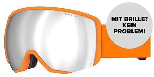 ATOMIC REVENT L STEREO Skibrille - Orange - Skibrillen mit Blendschutz - Hochwertig verspiegelte Snowboardbrille - Brille mit Live Fit Rahmen - Skibrille mit Doppelscheibe