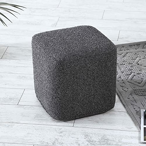 SIX Design Pouf Polsterhocker Sitzhocker Fußhocker eckig 42x40x40 Webstoff Anthrazit