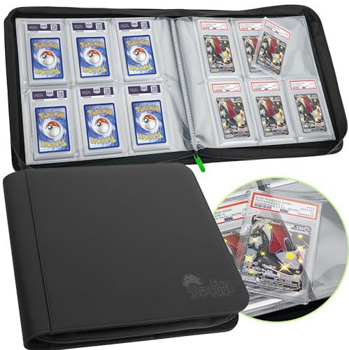 Carpeta de tarjetas graduadas, soporte de losa de 60 PSA, almacenamiento de tarjetas graduadas de 6 bolsillos, carpeta de losa, álbum de vitrina graduada de tarjetas PSA, carpeta de cremallera,