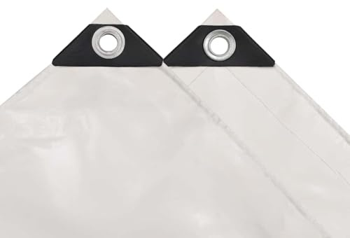 Homgoday Telone 650 g/m² Impermeabile per Esterno, Campeggio Antipioggia, Tela con Rivestimento in PVC, Telo con Occhielli per Lettino Pavimento Spiaggia, Bianco, 5 x 6 m