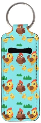 ZDCUSTOM Cartoon Chicken Chapstick Keychain Holder for Party Portable Lip Gloss Tube Holder Lipstick Chapstick Pocket for Womens Girls