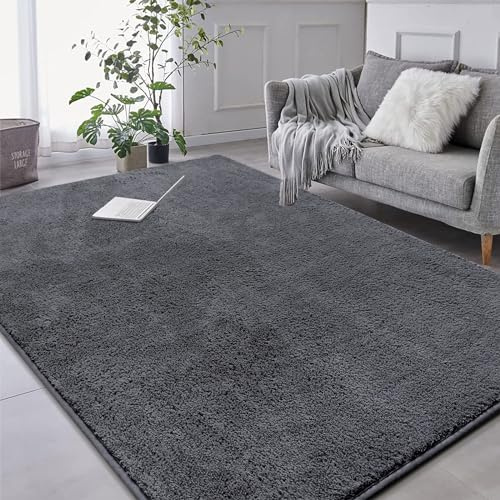 RTBQJ-AT Weicher, flauschiger, waschbarer Teppich für Schlafzimmer, Wohn-, Bade-, Küche und Waschküche, Luxuszimmer, Heimdekoration, 160x230 cm, Grau