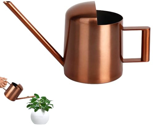 HIULLEN Annaffiatoio da 300 ml, per piante da interno, mini annaffiatoio piccolo in acciaio inox, beccuccio lungo, per interni, ufficio, casa, giardino, balcone, piante grasse (bronzo)