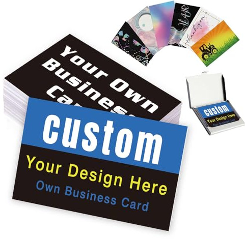 Tarjetas de visita personalizadas con logotipo y texto personalizados. Tarjetas de visita con su propio diseño. 1000, 500, 200, 100. Imprimibles a doble cara 3.5 x 2 ideales para pequeñas empresas