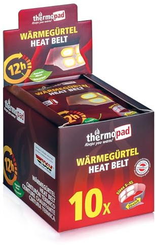 THERMOPAD Ceinture chauffante S-XL (Extensible/Velcro) – L'ORIGINAL : 3 ou 10 Pieces de Ceintures rénales chauffantes - activé par l'air - Utilisation immédiate