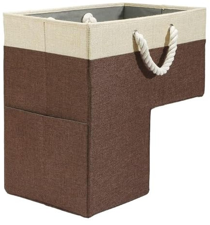 Cesta plegable de fieltro para escalera, organizador de escaleras en forma de L con asa, cestas de almacenamiento para escaleras, cesta grande para escaleras alfombradas y de madera