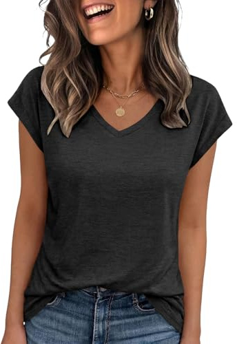 Cuptacc Toppar för kvinnor V-hals T-shirts för kvinnor Storbritannien vardaglig damer sommar toppar basic kortärmad skjorta damblus mode kläder kläder kläder