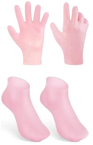 Yuannee Calze in Gel Idratanti e Guanti in Silicone,2 PCS Calzini Idratanti Elastici Calzinis In Silicone Calze Esfolianti Piedi per Guarigione Dell'eczema e Riparazione Rigida