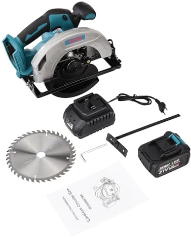 Mini sega circolare a batteria, sega circolare elettrica portatile senza spazzole 21 V, sega circolare professionale con 1 batterie da 3,0 Ah e 1 lame per il taglio di piastrelle, metallo e (A)