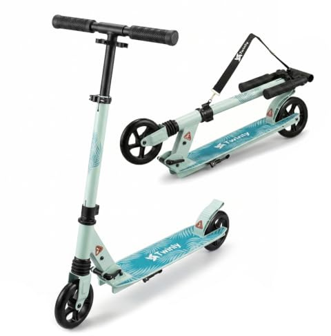 Twinly Rocky Patinete Niño Plegable y Ajustable, hasta 100 kg | Suspensión Delantera, Rodamientos ABEC-7 y Chasis de Aluminio