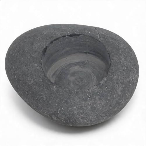 Sxhlseller Bougeoir en Galets Fait à la Main, Support de Bougie Chauffe-Plat en Pierre Décorative pour Mariage ou Décoration Intérieure, Base Compacte en Roche Naturelle pour Bougies Chauffe-Plat