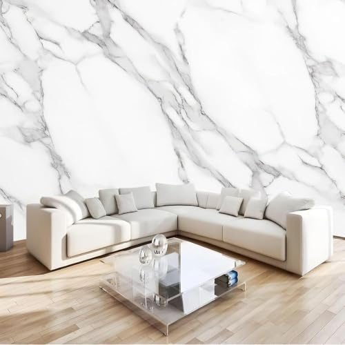Fotomurales - Papel pintado Cuadros de pared no tejidos con estructura de mármol gris en 3D, impresión 3D para sala de estar y dormitorio, papel tapiz con motivos, 350 cm x 256 cm. Poster - Adhesivo p