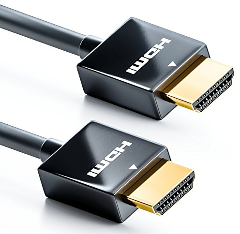 deleyCON 2m Câble HDMI Slim (Câble HDMI Petit et Flexible) 4K Câble HDMI 2.0 1080P 2160P UHD ARC HDR 3D pour TV, Moniteur, Beamer, Ordinateur Portable, PC, Ordinateur, PS4, PS5, XBOX - Noir