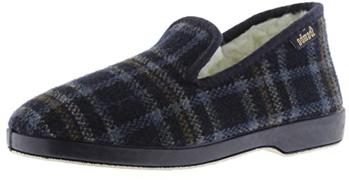 victoria Zapatillas de casa Wamba Confortable Cuadros & Interior Borreguito & Suela Al Tono 202001 para Hombre Marino 43