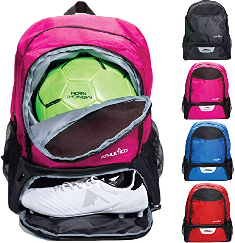 Athletico Youth Soccer Bag - Soccer Backpack & Bags for Basketball, Volleyball & Football | Includes Separate Cleat and Ball Compartment (Pink)
