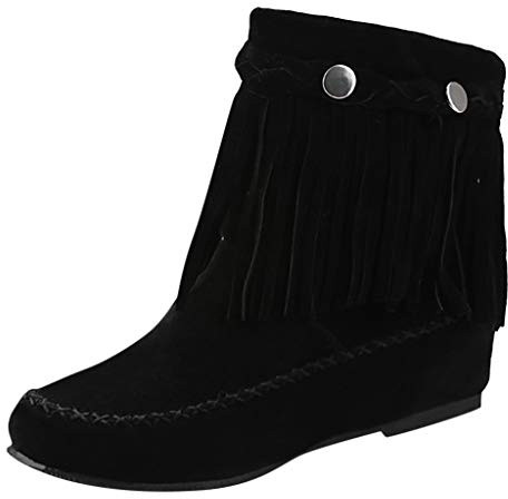 Susenstone Bottes à Franges Femme Nubuck En Daim Hiver Chaud Vintage Mode Pas Cher Bottines Chelsea Talon Grandissante Sexy Ankle Boots