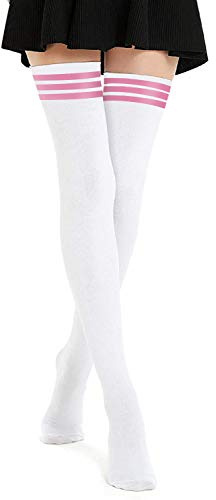 DRESHOW Extra Långa Lårhöga Strumpor för Kvinnor Tunna Randiga Tubtights över Knä Casual Strumpor med Hög Känga