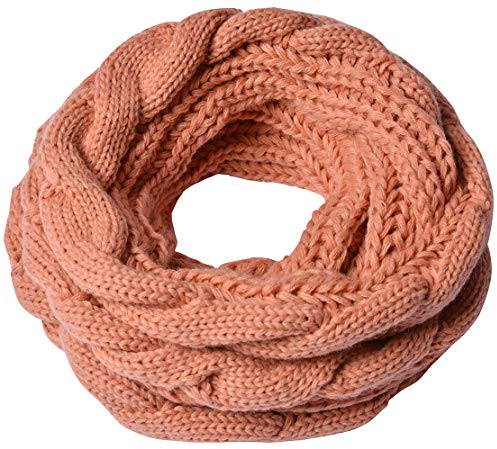 Miobo Strick Loop Schal, Zopf Muster Winterschal, Wolle warmen, Hochwertiges, Unisex mit Einheitsgröße (Rosa)