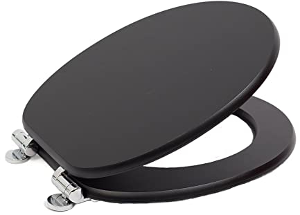 SINOBATH WC Sitz Mit Absenkautomatik,Hochwertige Und Stabile Antibakterieller Toiletten, MDF Holzkern,Stabile QualitäT,Einfache Montage Wc Deckel Klobrille (black)