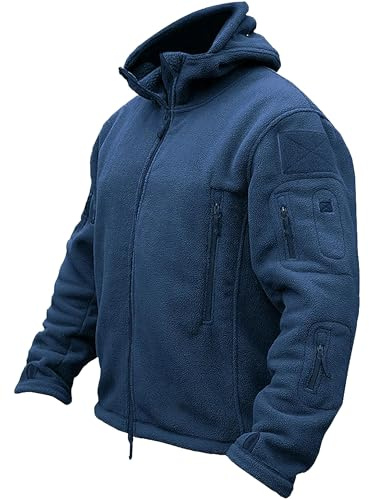 TACVASEN Veste Polaire Homme Vestes D'hiver Veste Chaude Sweat à Capuche en Polaire Veste de Randonnée Veste de Marche avec Poche Bleu Royal