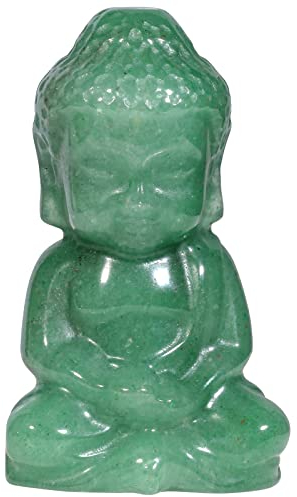 Nupuyai Grün Aventurin Kleiner Süßer Buddha Figur Sitzend Edelstein Kristall Glücksbuddha Heilstein Statue Glücksbringer Feng Shui, Zen Deko und Meditation