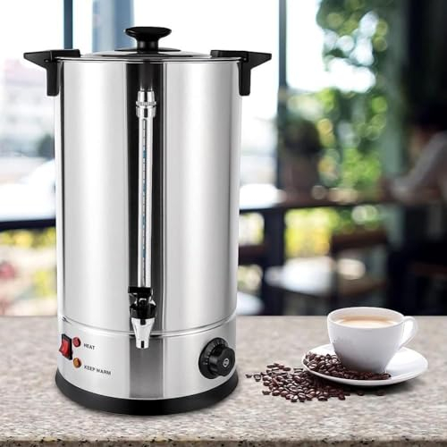 Commercial Coffee Urn, Stainless Steel Large Coffee Dispenser with Spigot for Quick Brewing, 8/10/12 L, Ice Barrel Drink Cooler Water Jug for Tea, Coffee & Milk for Picnics, Parties and Buffets 8L