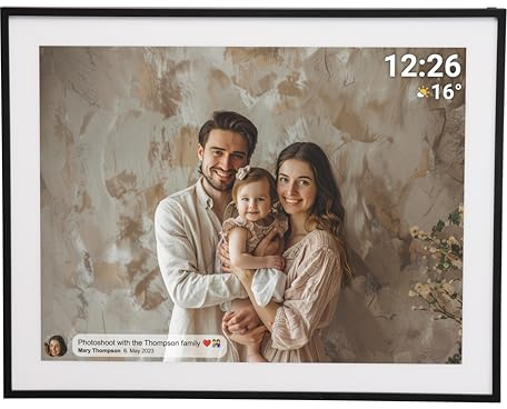 Denver PFF-1970 Digitaler Wi-Fi Bilderrahmen – 19 Zoll Full HD IPS Touchscreen, Integrierte FRAMEO Software, Drahtloses Teilen, Timer-Funktion, 32GB Speicher, Schwarz