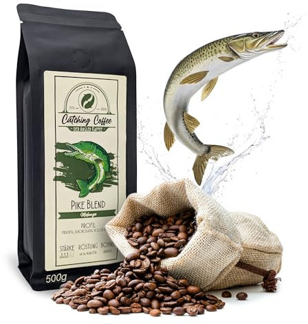 Catching Coffee - 500g Angler Kaffee Melange ganze Bohnen peruanischer Kaffee in Deutschland geröstete Kaffeebohnen, sehr gut verträglich, ausgewogene Melangebohnen für Kaffeevollautomat