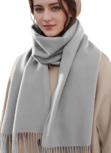 MEDUOLA Femmes Automne Hiver Echarpes Rallonge Châle Couleur Unie Foulards à Franges Chaud épais