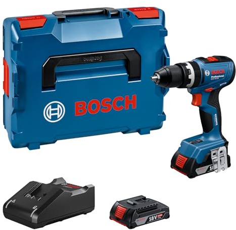 Bosch Professional 18V System atornillador a batería GSB 18V-65 (motor Brushless sin escobillas, 2 baterías GBA 18V 2.0Ah, cargador GAL 18V-20