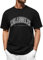 Vijamiy Men's T-Shirts Over Size Los Angeles 100% Cotton Short Sleeves Round Neck Pullover Top for Sports Teenager T-Shirt Soft Comfortable(Black,L)