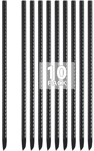Garden Stakes Straight, 41 cm Metal Garden Stakes, Heavy Duty Ground Anchors Rebar Stakes 10 Pack, Straight Metal Plants Sticks Support Garden Spikes