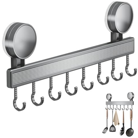 Suevut Porte-Ustensiles de Cuisine avec Crochets, Organiseur Pratique et Amovible, Installation Facile sans Perçage, Support Réutilisable pour Ustensiles de Cuisine, Idéal pour Maison et Location