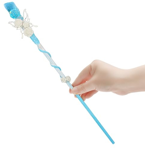 Rileryan Handcrafted Gemstone Crystal Magic Wand for Witch Wizard Wooden Wand Halloween Christmas Decor Accessories Birthday Gift (Blue)