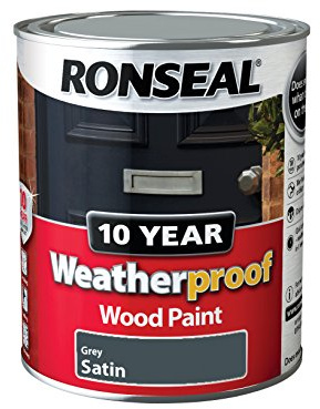 Ronseal WPGS750 750 ml 10 Year Weatherproof Satin Finish Exterior Wood Paint - Grey