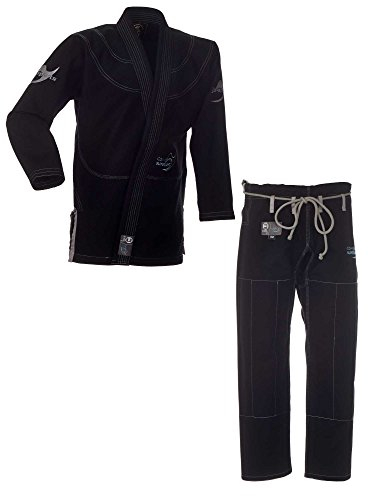 Ju-Sports BJJ Anzug Pearl Competition superlight Black A3 I Superleichter Brazilian Jujutsu Anzug mit kontrastierenden Nähten & edlen Stickverzierungen I BJJ Gi Herren I 100% Baumwolle