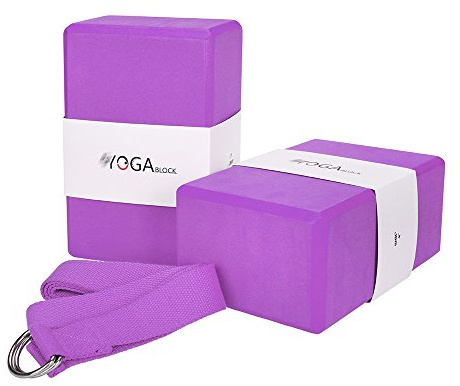 JBM Yoga Block 2 Pack Plus Strap - Cork and High Density EVA Foam Brick in 6 Colors - Lightweight, Odor-Resistant, Moisture-Proof With Metal D-Ring to Support and Deepen Poses
