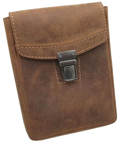 myledershop Echt Büffel-Vollleder Gürteltasche in Hoch- oder Querformat (Modell 1 / Hochformat/Braun)
